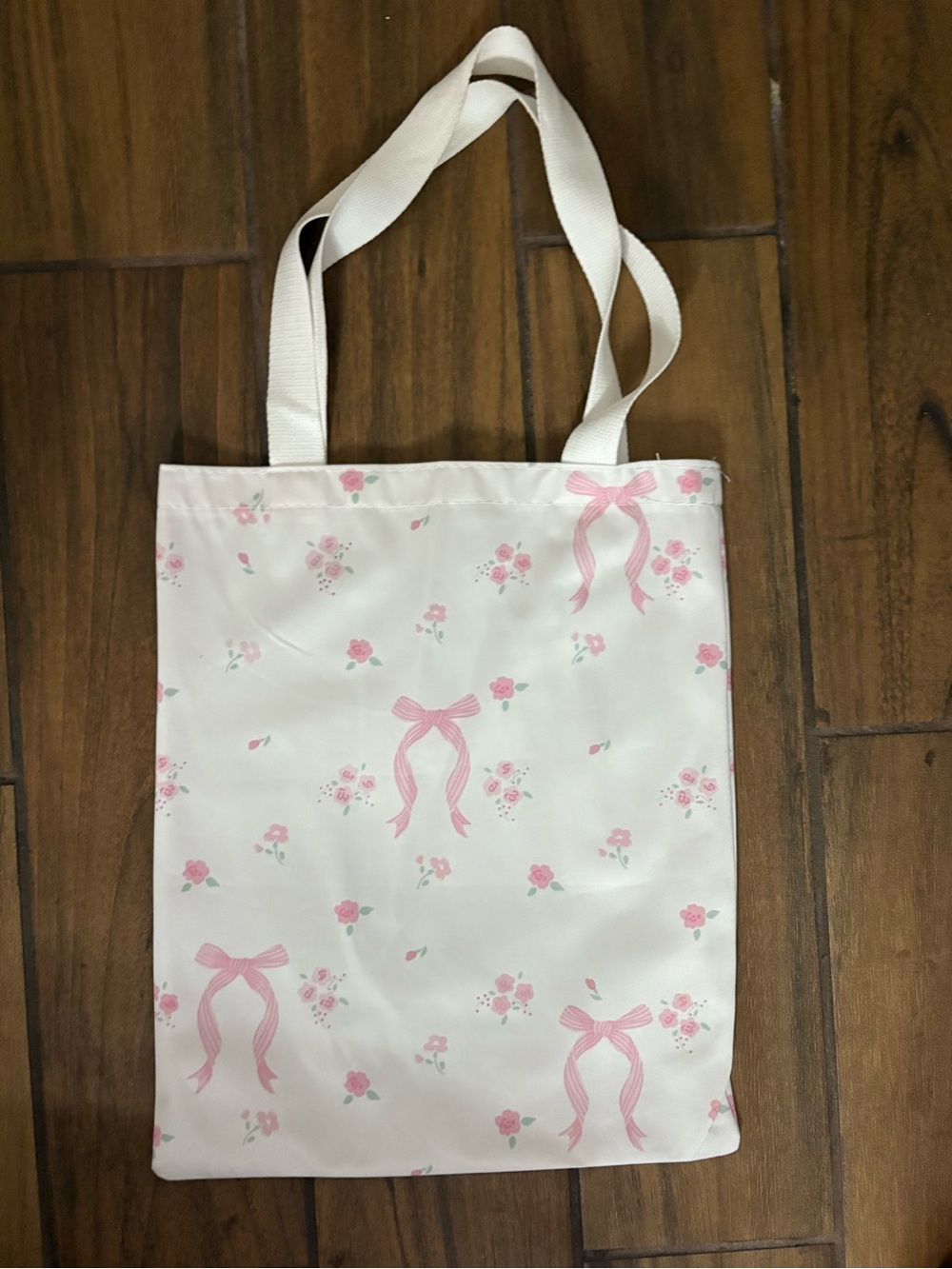 Pink Bow & Floral Tote Bag